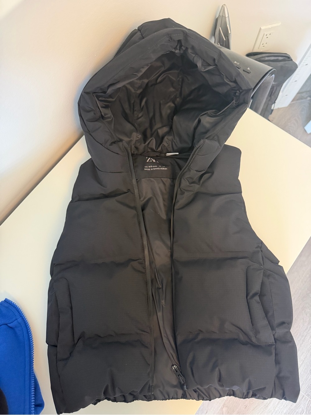 Zara Black Puffer Hooded Vest for Kids